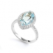 Marquise shaped Aquamarine & Diamond Ring